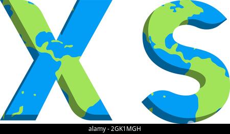 Initial XS logo design with World Map style, Logo business branding. Stock Vector