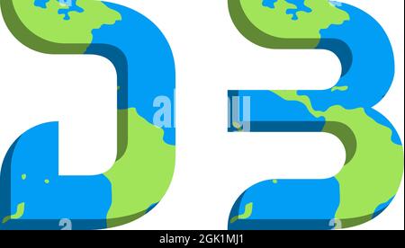 Initial DB logo design with World Map style, Logo business branding. Stock Vector