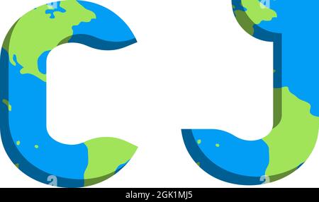 Initial CJ logo design with World Map style, Logo business branding. Stock Vector