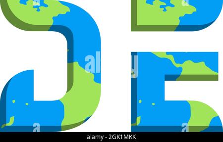 Initial DE logo design with World Map style, Logo business branding. Stock Vector