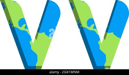 Initial VV logo design with World Map style, Logo business branding. Stock Vector