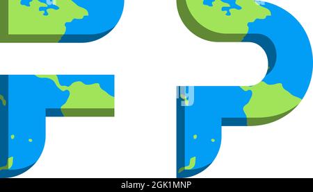 Initial FP logo design with World Map style, Logo business branding. Stock Vector