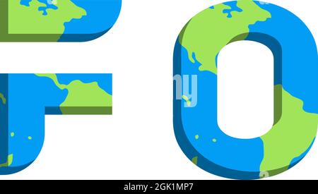 Initial FO logo design with World Map style, Logo business branding. Stock Vector