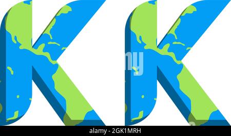 Initial KK logo design with World Map style, Logo business branding. Stock Vector