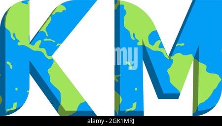 Initial KM logo design with World Map style, Logo business branding. Stock Vector