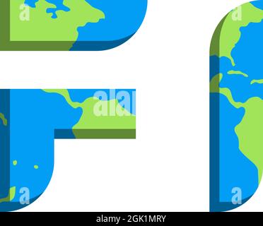 Initial FI logo design with World Map style, Logo business branding. Stock Vector