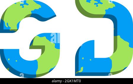 Initial GD logo design with World Map style, Logo business branding. Stock Vector