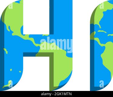 Initial HI logo design with World Map style, Logo business branding. Stock Vector