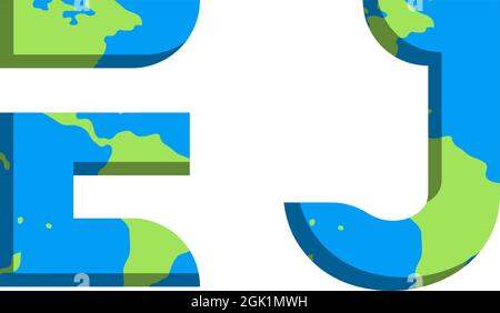 Initial EJ logo design with World Map style, Logo business branding. Stock Vector