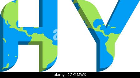 Initial HY logo design with World Map style, Logo business branding. Stock Vector
