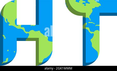 Initial HT logo design with World Map style, Logo business branding. Stock Vector