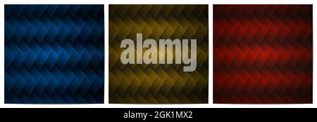 Abstract geometric pattern with waves lines dark background luxury of blue,gold and red Stock Vector