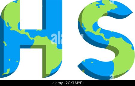 Initial HS logo design with World Map style, Logo business branding. Stock Vector