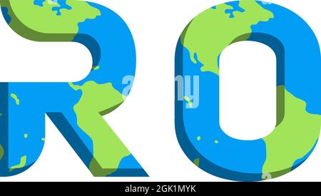 Initial RO logo design with World Map style, Logo business branding. Stock Vector