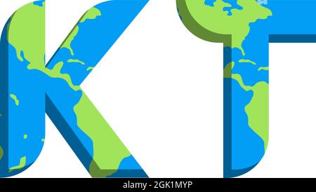 Initial KT logo design with World Map style, Logo business branding. Stock Vector