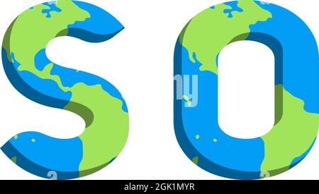 Initial SO logo design with World Map style, Logo business branding. Stock Vector