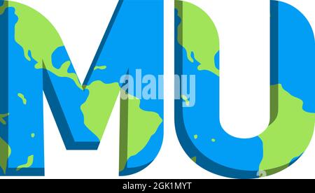 Initial MU logo design with World Map style, Logo business branding. Stock Vector