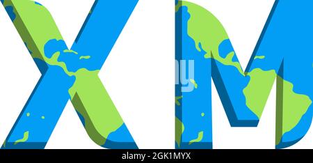 Initial XM logo design with World Map style, Logo business branding. Stock Vector