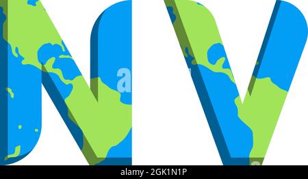 Initial NV logo design with World Map style, Logo business branding. Stock Vector
