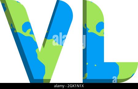 Initial VL logo design with World Map style, Logo business branding. Stock Vector