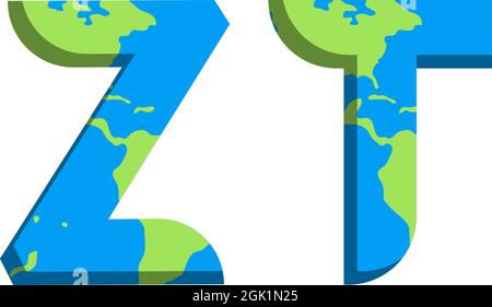 Initial ZT logo design with World Map style, Logo business branding. Stock Vector