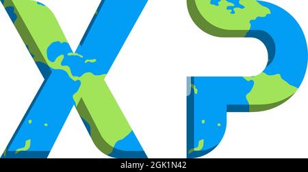 Initial XP logo design with World Map style, Logo business branding. Stock Vector