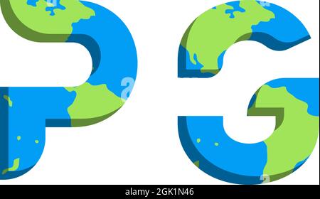 Initial PG logo design with World Map style, Logo business branding. Stock Vector