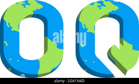Initial OQ logo design with World Map style, Logo business branding. Stock Vector