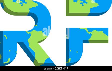 Initial RF logo design with World Map style, Logo business branding. Stock Vector