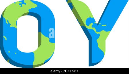 Initial OY logo design with World Map style, Logo business branding. Stock Vector