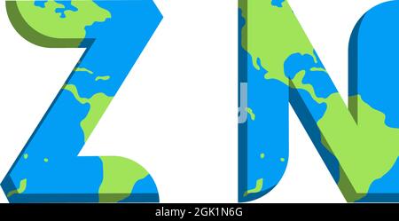 Initial ZN logo design with World Map style, Logo business branding. Stock Vector