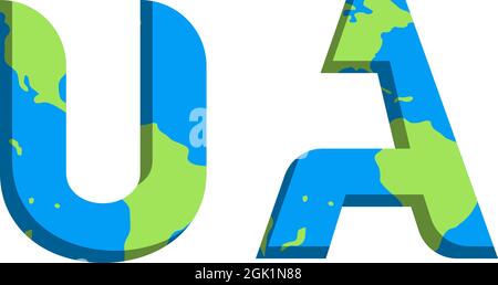 Initial UA logo design with World Map style, Logo business branding. Stock Vector