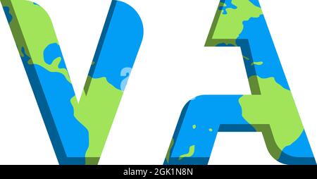 Initial VA logo design with World Map style, Logo business branding. Stock Vector