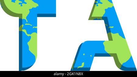 Initial TA logo design with World Map style, Logo business branding. Stock Vector