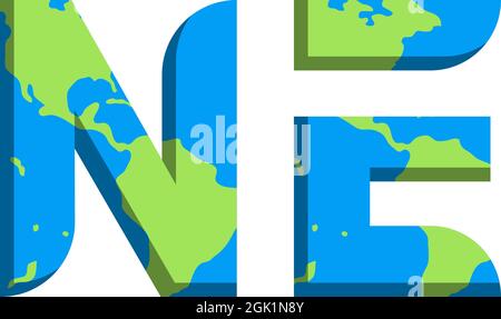 Initial NE logo design with World Map style, Logo business branding. Stock Vector