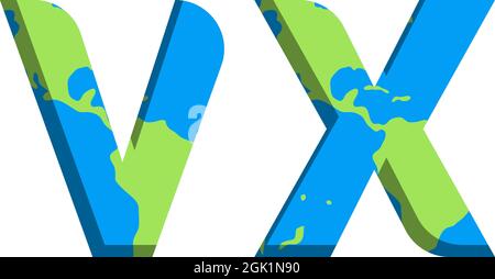 Initial VX logo design with World Map style, Logo business branding. Stock Vector