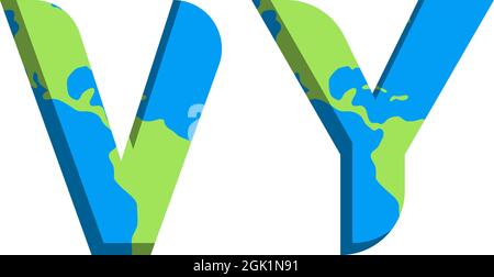 Initial VY logo design with World Map style, Logo business branding. Stock Vector