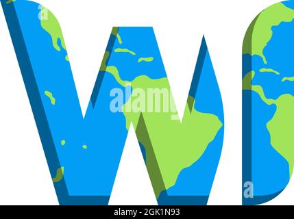 Initial WI logo design with World Map style, Logo business branding. Stock Vector