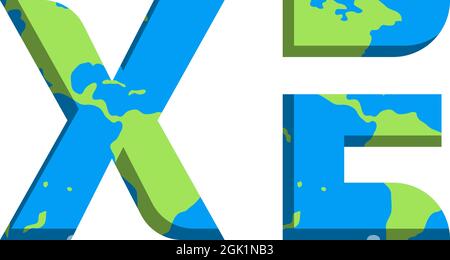 Initial XE logo design with World Map style, Logo business branding. Stock Vector