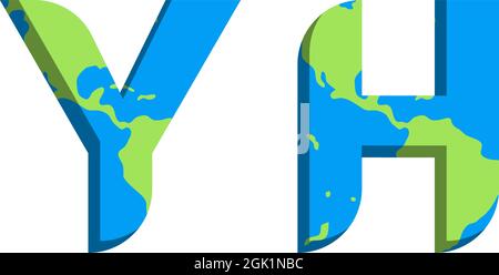 Initial YH logo design with World Map style, Logo business branding. Stock Vector