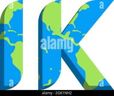 Initial IK logo design with World Map style, Logo business branding. Stock Vector