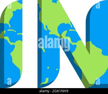 Initial IN logo design with World Map style, Logo business branding. Stock Vector