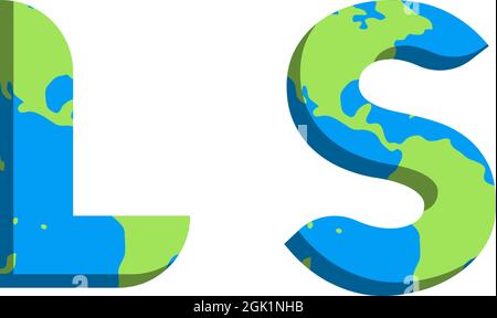 Initial LS logo design with World Map style, Logo business branding. Stock Vector