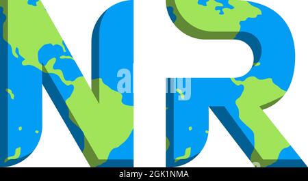 Initial NR logo design with World Map style, Logo business branding. Stock Vector