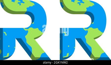 Initial RR logo design with World Map style, Logo business branding. Stock Vector