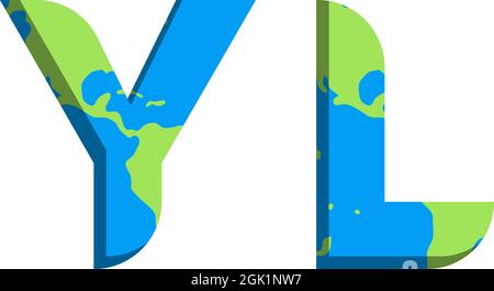 Initial YL logo design with World Map style, Logo business branding. Stock Vector