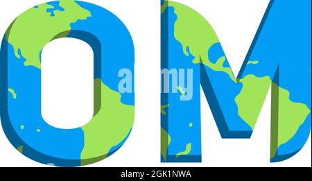 Initial OM logo design with World Map style, Logo business branding. Stock Vector