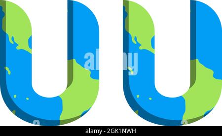 Initial UU logo design with World Map style, Logo business branding. Stock Vector