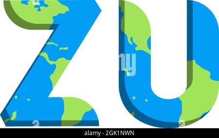 Initial ZU logo design with World Map style, Logo business branding. Stock Vector