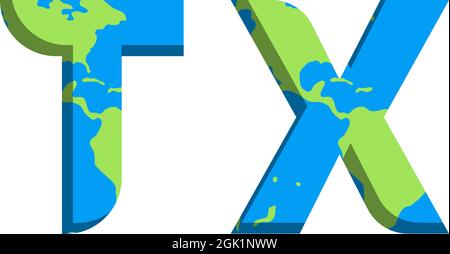 Initial TX logo design with World Map style, Logo business branding. Stock Vector